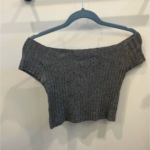 Forever 21 Off the Shoulder Grey Crop Top